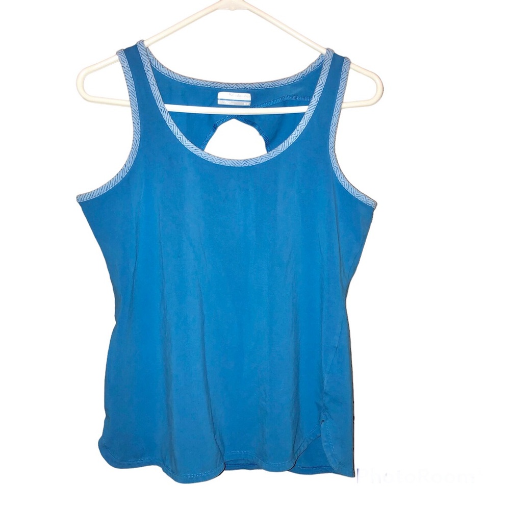 Columbia Keyhole Cotton‎ Cutout Back Tank Top Blue Medium